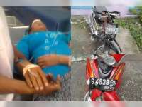 Teledor Saat Belok, Pengendara Motor di Ngraho Celaka di Jalan