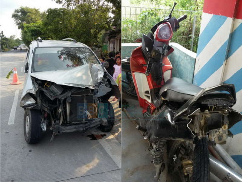Tidak Hati-Hati Menyeberang, Kakek Pengendara Motor Ditabrak Xenia