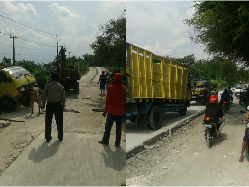 Evakuasi Truk dari Sungai Suren Purwosari