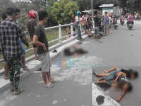 Hilang Konsentrasi, Pengendara Motor Ini Tabrak Pembatas Jalan di Kasiman