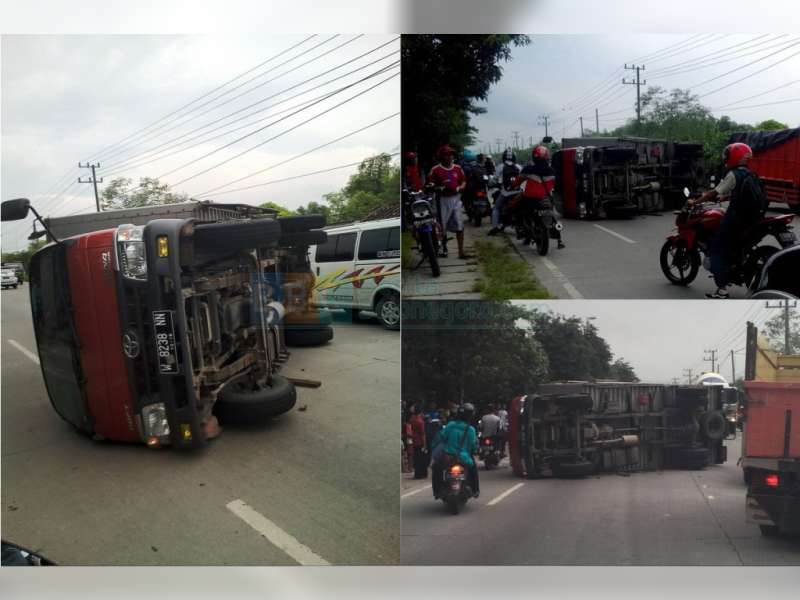 Truk Boks Terguling, 2 Pengendara Motor Terluka