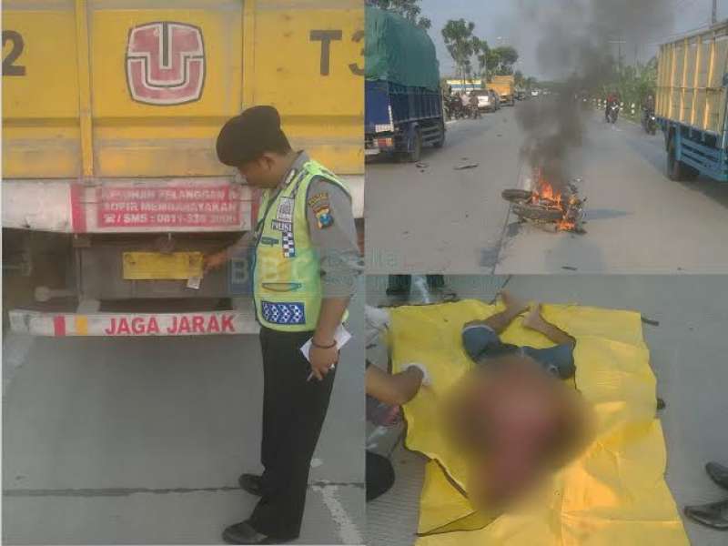 Hendak Salip Truk, Pengendara Mega Pro Tewas di Jalan Raya Kalitidu