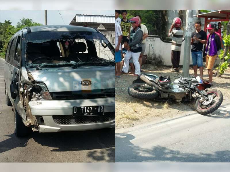 Hendak Mendahului, Pengendara Motor &nbsp;Tabrak Mobil