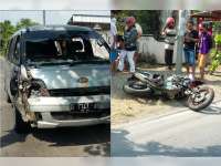 Hendak Mendahului, Pengendara Motor &nbsp;Tabrak Mobil