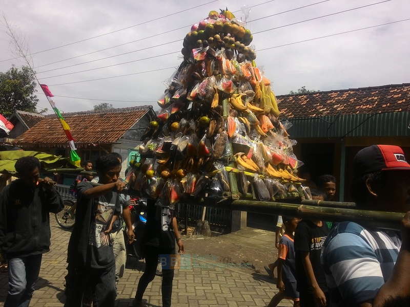 Gunungan Hasil Bumi Diarak Keliling Desa