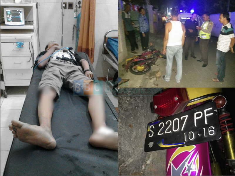 Honda CB Kontra Tiang Telepon, Pengendara Dilarikan ke Rumah Sakit