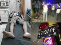 Honda CB Kontra Tiang Telepon, Pengendara Dilarikan ke Rumah Sakit