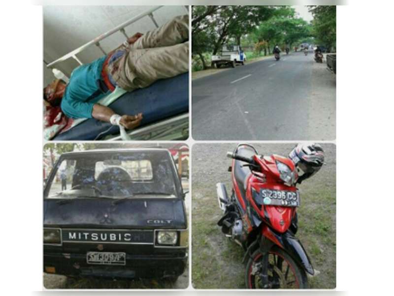 Pengendara Motor Tabrak Pintu Mobil di Padangan