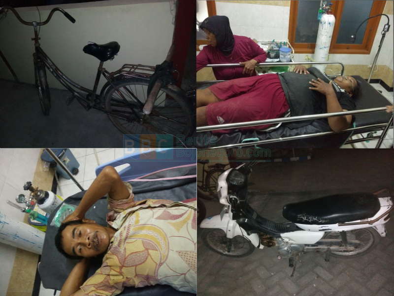 Muatan Fiber Truk Jatuh Timpa Pengendara Sepeda Motor dan Ontel