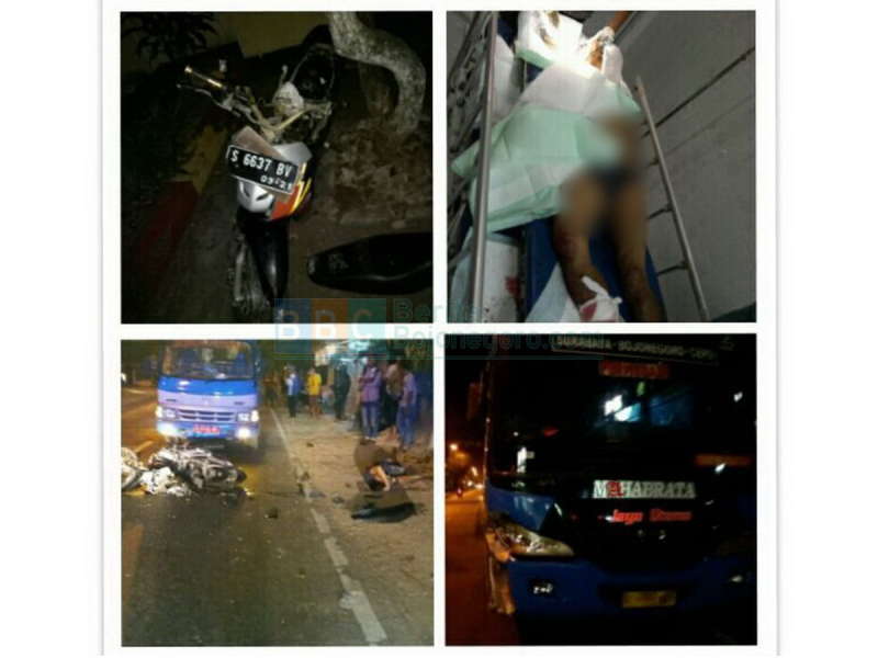 Tadi Malam, Bus Jaya Utama Hantam Pengendara Motor di Padangan