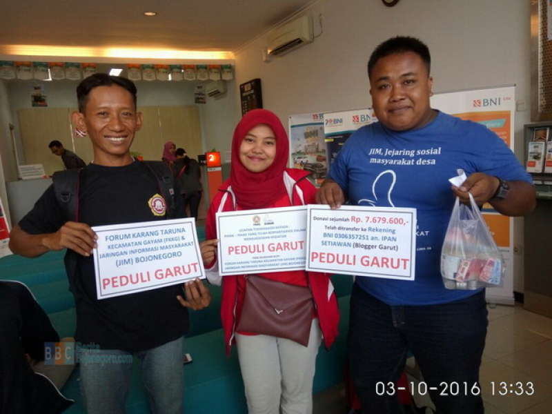 Forum Kartar Gayam dan JIM Bojonegoro Salurkan Bantuan Korban Banjir Garut