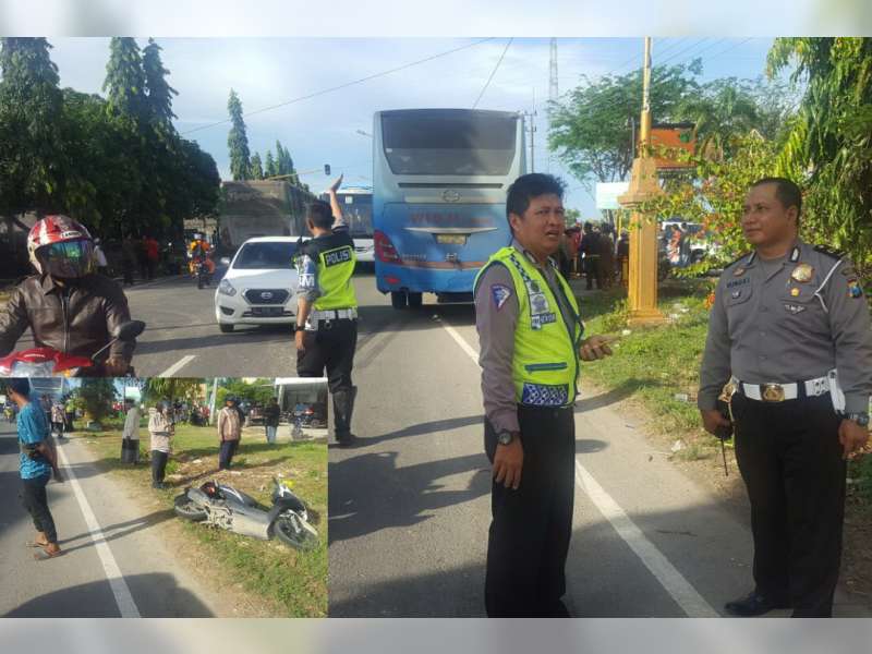 Bus Tabrak Pengendara Motor Hingga Meninggal  Dunia Di Tempat