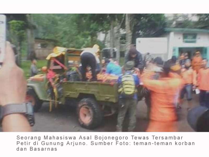Seorang Mahasiswa Asal Bojonegoro Tewas Tersambar Petir di Gunung Arjuno