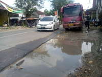 Ruas Jalan Raya Bojonegoro-Ngawi di Beberapa Titik Rusak Berat