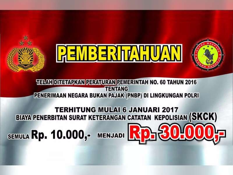 Terhitung Mulai Tanggal 6 Januari, Biaya Pembuatan SKCK Menjadi 30 Ribu