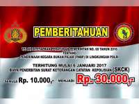 Terhitung Mulai Tanggal 6 Januari, Biaya Pembuatan SKCK Menjadi 30 Ribu