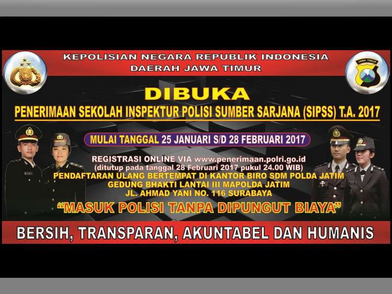 Polri Buka Pendaftaran Sekolah Inspektur Polisi Sumber Sarjana Tahun 2017