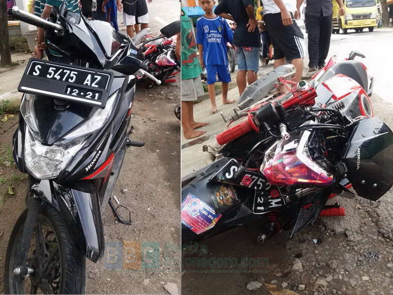 Honda CB 150R Tabrak Beat di Padangan, Tiga Orang Luka-Luka