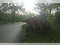 Truk Pengangkut ZA Terguling di Hutan Cabak Blora