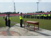 Kapolres Pimpin Apel Pengamanan Laga Persibo vs Bumi Wali FC