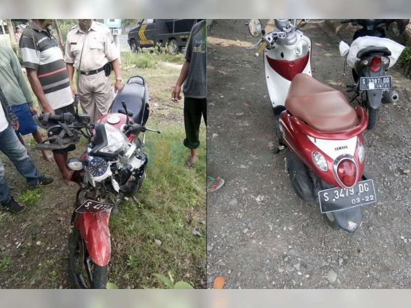 Menyalip Dari Kiri, Bersenggolan Lalu Tabrak Tiang Lampu PJU, Pengendara Vixion Terluka