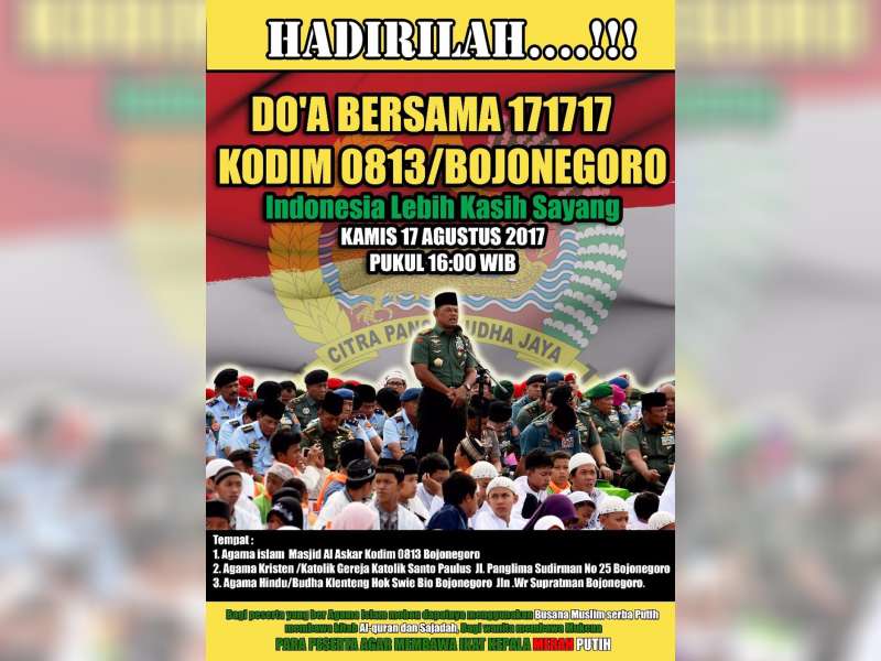 17 Agustus, Kodim 0813 Bojonegoro Gelar Doa Bersama