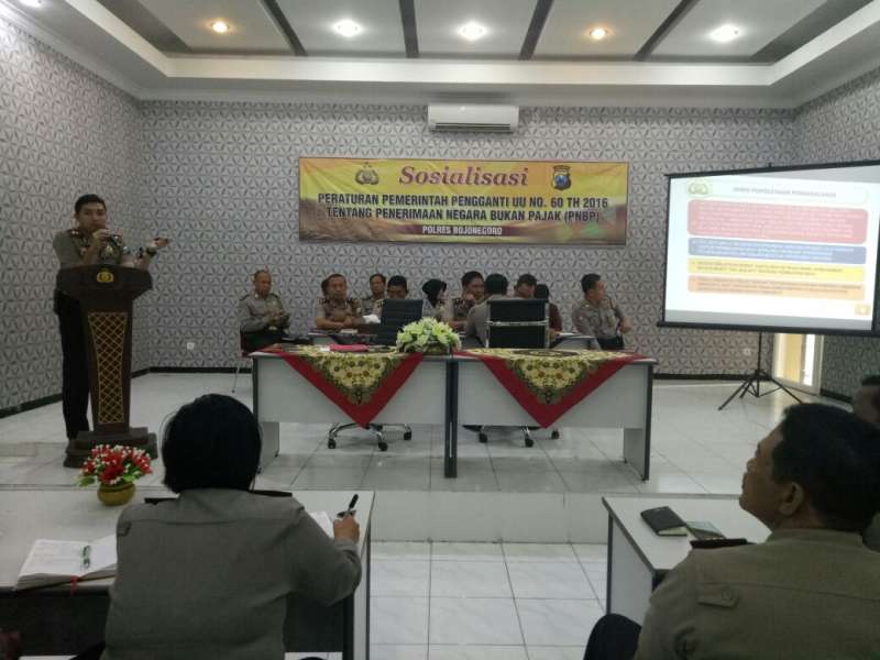 Polres Bojonegoro Gelar Sosialisasi PP Nomor 60 Tahun 2016 Tentang PNBP, Kepada Anggota