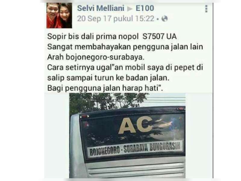 Sopir Bus Ugal-ugalan Kena Skors Setelah Dilaporkan ke Polisi