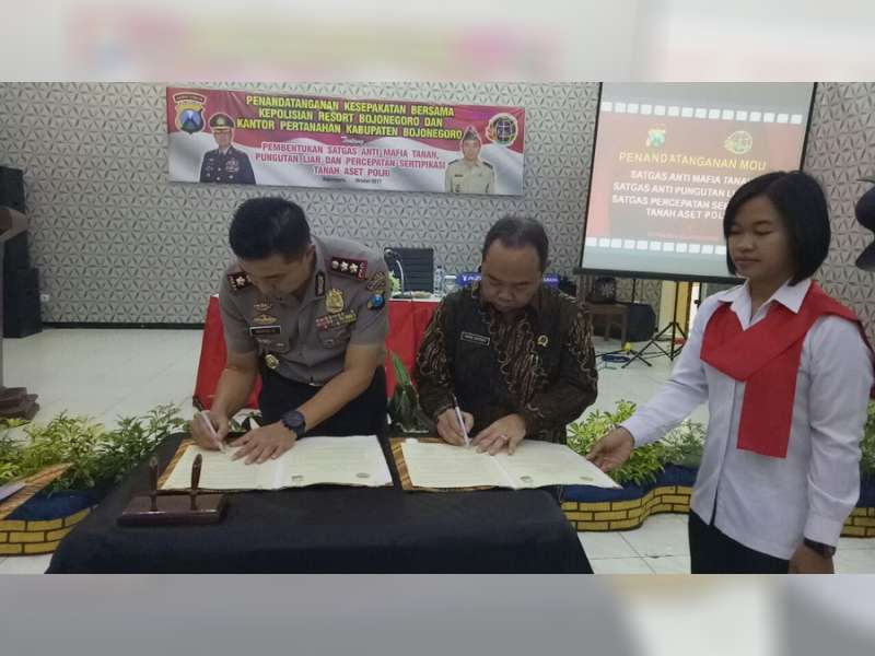 Polres Bojonegoro dan Kantor BPN Tandatangani MoU Satgas Anti Mafia Tanah
