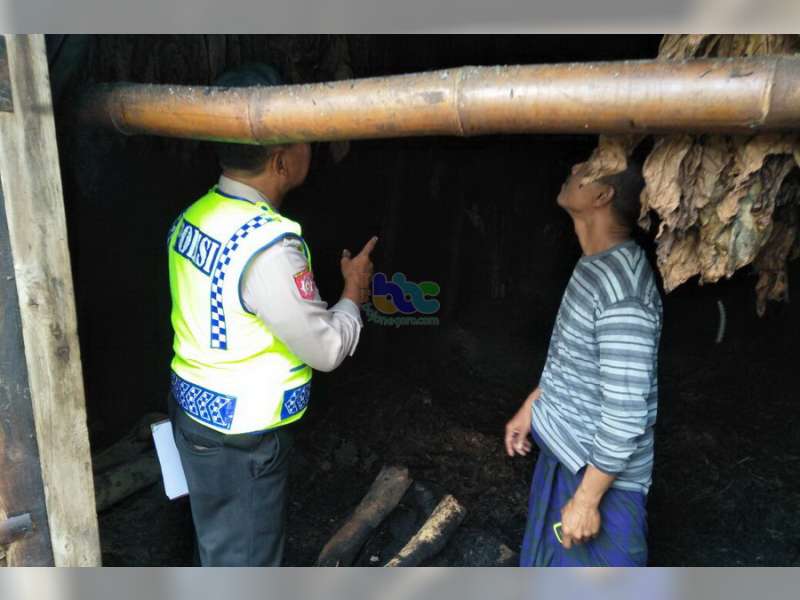 Gudang Oven Tembakau Milik Warga Sukosewu Terbakar