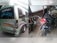 Kurang Konsentrasi,  Pengendara Motor Tubruk Angkot dari Belakang