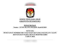Penetapan Nomor Urut dan Daftar Nama Paslon Bupati dan Wakil Bupati Bojonegoro Tahun 2018