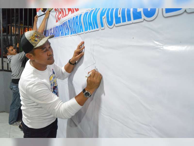 Kapolres dan Wartawan Deklarasi Pilkada Damai di Blora