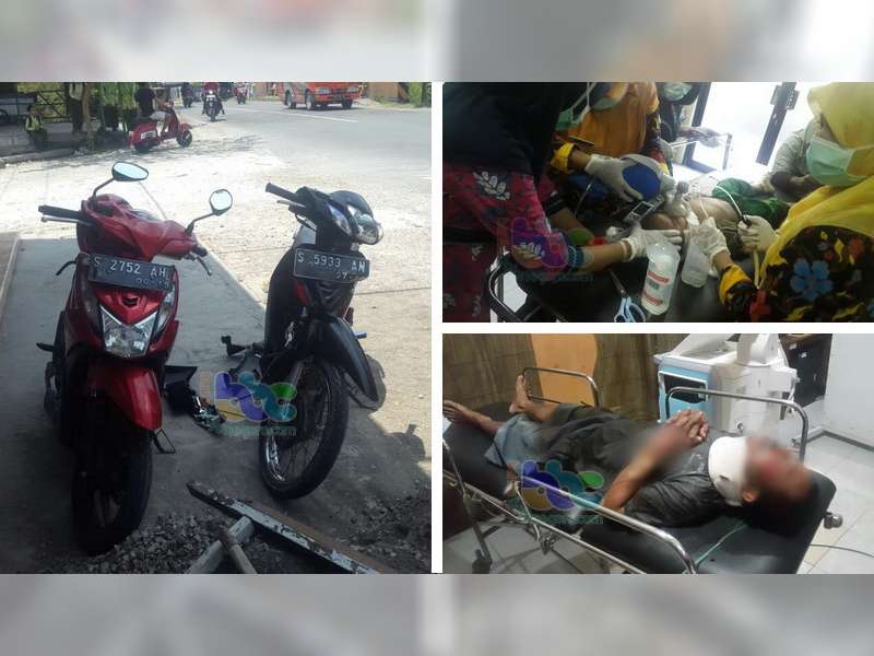 Tabrakan Motor di Balen, Seorang Pengendara dan Seorang Pembonceng Luka Berat