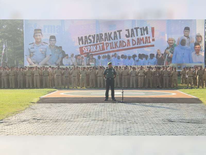 Persiapan Pengamanan Pilkada Serentak 2018, Polda Jatim Gelar Apel Besar Tiga Pilar