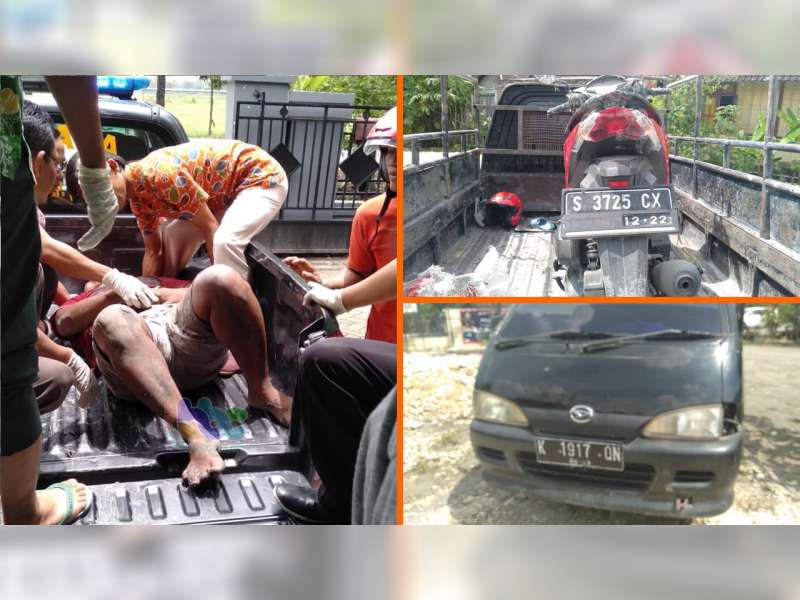 Motor Tabrak Pikap di Ngraho Bojonegoro, 2 Orang Luka-Luka