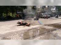 Kebakaran Sepeda Motor di SPBU Padangan Bojonegoro