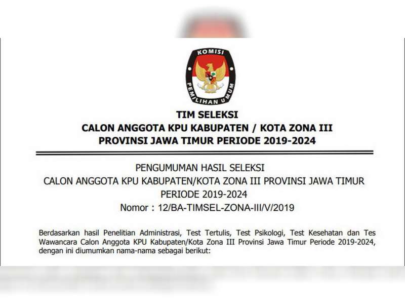 Inilah 10 Calon Anggota Kpu Bojonegoro Yang Berhak Mengikuti