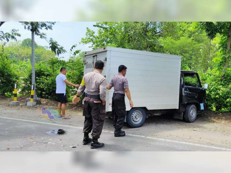 Tiba-Tiba Oleng, Mobil Boks Seruduk Bus Pariwisata di Jalan Raya Kapas Bojonegoro