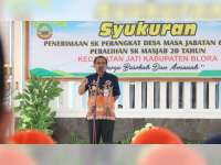 Bupati Blora Hadiri Tasyakuran Penerimaan SK Perangkat Desa di Kecamatan Jati