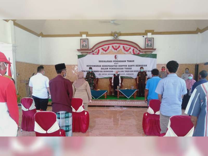 Bupati Bojonegoro Pimpin Sosialisasi Pembebasan Lahan Pembangunan Jembatan Kanor - Rengel