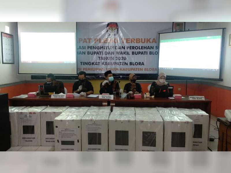 KPU Blora Gelar Rapat Pleno Terbuka, Rekapitulasi Penghitungan Perolehan Suara Pilkada 2020
