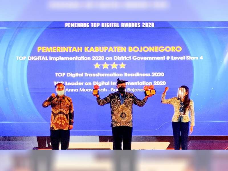 Kabupaten Bojonegoro Raih 3 Penghargaan di Ajang Top Digital Awards 2020