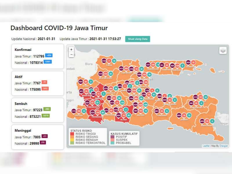 Update Corona Bojonegoro 31 Januari: 1.918 Positif, 102 Dirawat, 1.701 Sembuh, 115 Meninggal