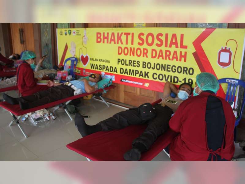Bantu Ketersediaan Darah di Tengah Pandemi, Polres Bojonegoro Gelar Bakti Sosial Donor Darah