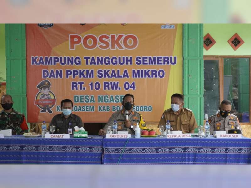 Kapolres Bojonegoro Cek Kesiapan Posko PPKM Skala Mikro di Kecamatan Ngasem