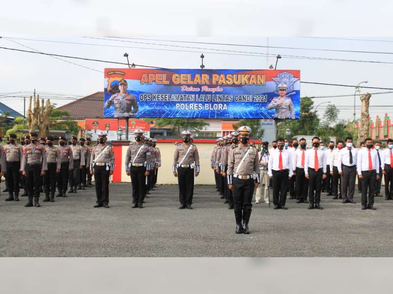 Jelang Ramadan, Polres Blora Laksanakan Apel Gelar Pasukan Operasi Keselamatan 2021