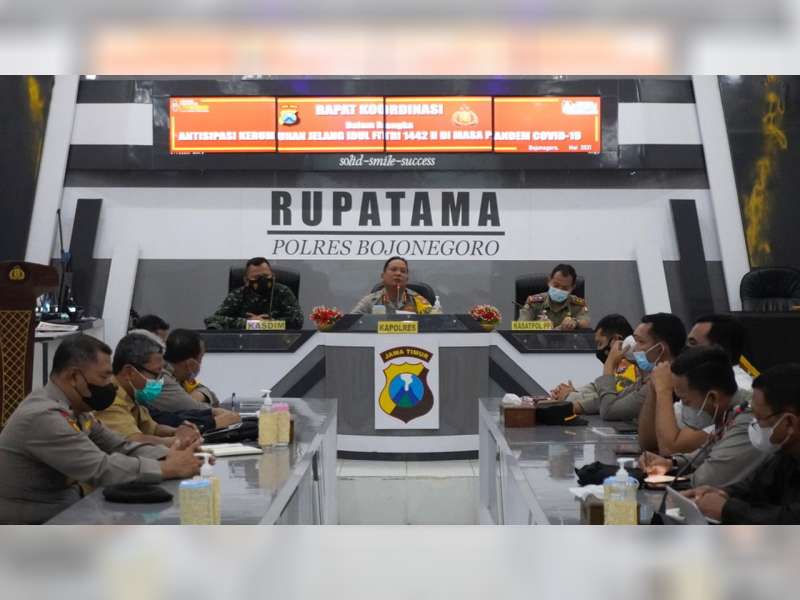 Kapolres Bojonegoro Pimpin Rakor Antisipasi Kerumunan Jelang Idulfitri 1442 H