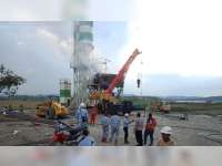 Ruang Operator Pabrik Beton Proyek Rehabilitasi Waduk Pacal di Temayang, Bojonegoro, Terbakar