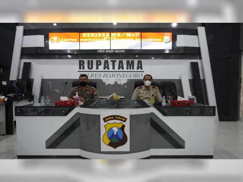 Percepat Program PTSL, Polres Bojonegoro Tanda Tangani MoU dengan Kantor Pertanahan